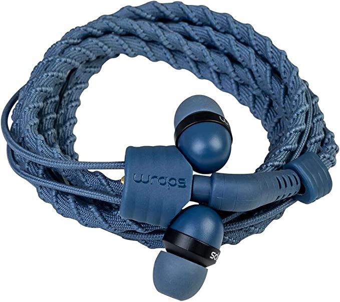 WRAPS Talk Wristband Bracelet In-Ear Headphones (with Mic) - Denim