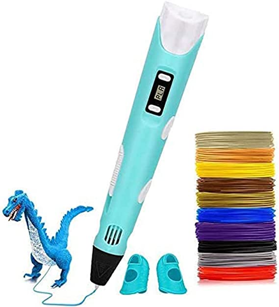 VICINTRUTH 3D Pen, 3D Printing Doodler Pen with LCD Screen and 150 Feet 15 Color 1.75mm PLA Filament Refill, Christmas Gift 3D Drawing Printer Pen for Kids Adult Artist, Stepless Speed, Blue