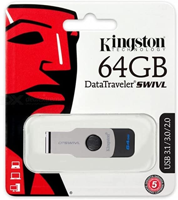 Kingston 64GB Flash (Swiffle) 3.1/ Kingston DataTraveler DTSWIVL USB 3.1