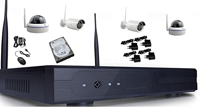 4 IP Wireless Security Cameras with Wireless NVR Network Device with Router Feature and 750G HDD , 2724313521813