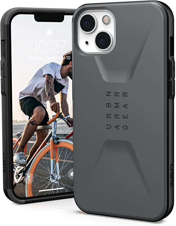 URBAN ARMOR GEAR UAG Designed for iPhone 13 Case [6.1-inch Screen] Sleek Ultra-Thin Shock-Absorbent Civilian Protective Cover, Silver