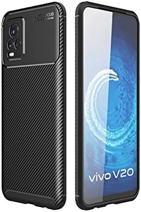 Compatible Case For Vivo V20, Carbon Beatle Anti-Slip, Ultra Thin, Shock Absorption, Cover For Vivo V20 - Black