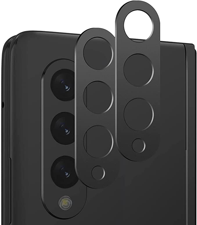 [2 Pack] imluckies for Samsung Galaxy Z Fold 3 Camera Lens Protector, Aluminum Alloy, Anti-Scratch & HD Clear, Easy Installation, Case Friendly Camera Cover for Samsung Z Fold3 5G 2021 - Black