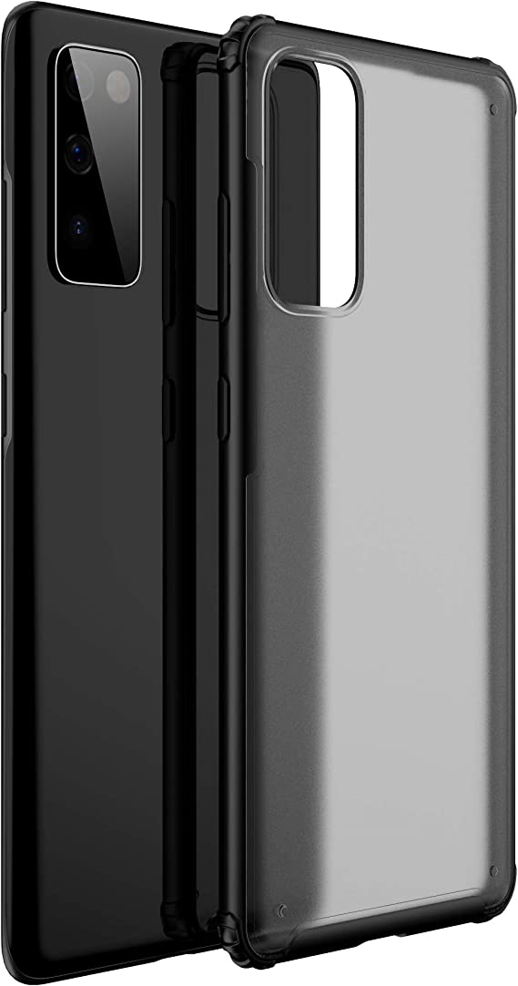 For Samsung Galaxy S20 FE, Rugged Frosted Pattern, Semi Transparent PC Shockproof TPU Slim Durable Back Cover Case From CompuMisr - Matte Black