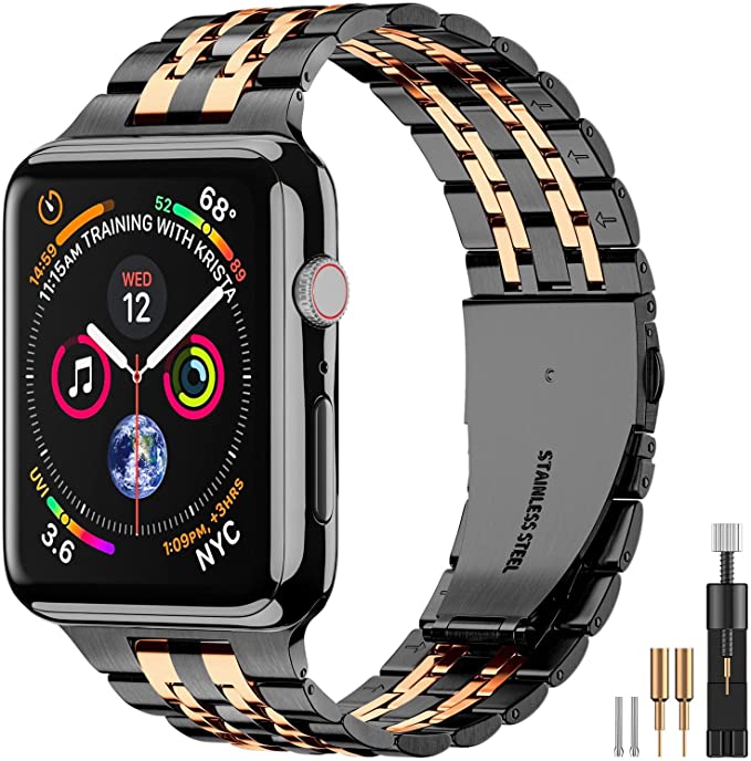 Suplink Stainless Steel Metal Band Compatible with Apple Watch Band 44mm 42mm 40mm 38mm for Women Men, Replacement Link Wristband Strap for iWatch Series 6 5 4 3 2 1 SE