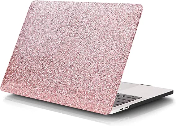 Funut Compatible with MacBook Air 13 Inch Leather Case, Shiny Hard Plastic Case Shell Slim Smooth Touch Air 13 Protective Case Cover for 2010-2017 Older Ver. Mac Air 13.3" A1466 & A1369, Pink