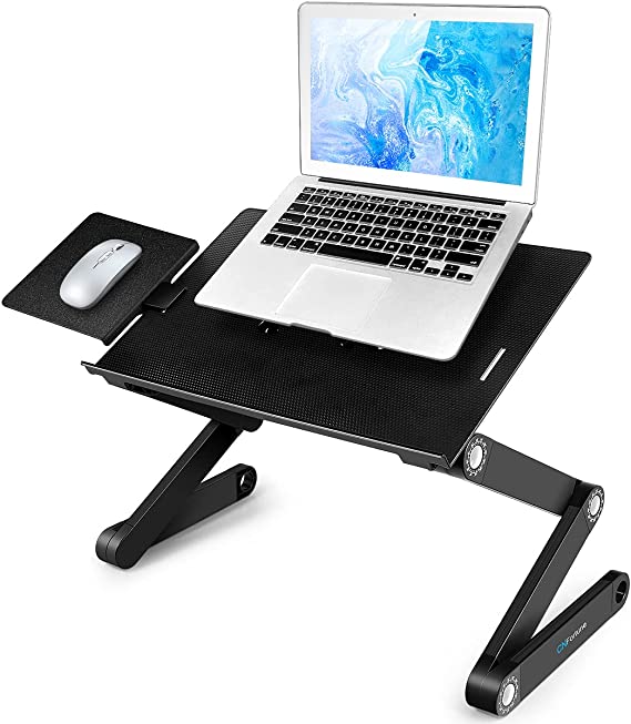 Adjustable Laptop Stand, Laptop Table for Bed/Recliner/Sofa - Birthday Gifts for Women, Man, Mom, Dad, Students, Friends, Couch Lap Top Desk with 2 Cooling Fans, Large Mouse Pad & 4 Anti-slippery Pads