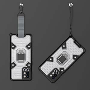 جراب OnePlus 9R، غطاء أصلي جديد من GrabMobily - جراب Ironman Honeycomb للحماية المتكاملة ومقاوم للصدمات من مادة TPU مع حامل حلقي وحزام للهاتف المحمول