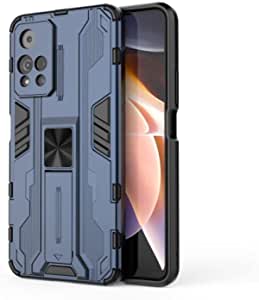 Xiaomi Poco X4 NFC Iron Man Rugged Shockproof Kickstand Cover - Heavy Duty Armor Shockproof Cover - Original New cover From GrabMobily - Blue