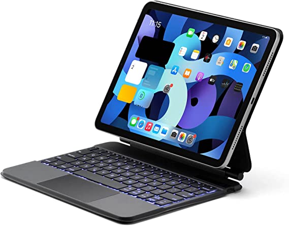 TENGFA جراب لوحة مفاتيح iPad Pro 11 مع لوحة تحكم ، نمط لوحة مفاتيح Magic ، متوافق مع قلم رصاص ولوحة تحكم ومفاتيح ذكية بإضاءة خلفية ، متوافق مع iPad Pro مقاس 11 بوصة من الجيل الأول/الثاني/الثالث
