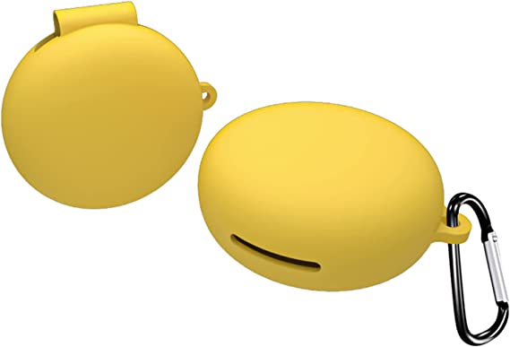 Case Cover Compatible with OPPO Enco W31 Case, Silicone Shockproof Case Cover for OPPO W31 With Hook (Yellow)