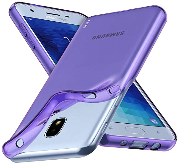 Aeska Galaxy J7 2018/J7 V 2nd Gen/J7 Aero/J7 Refine/J7 Star/J7 Crown/J7 Aura Case, Ultra [Slim Thin] Flexible TPU Rubber Silicone Protective Case for Samsung Galaxy J7 2018 (Purple)