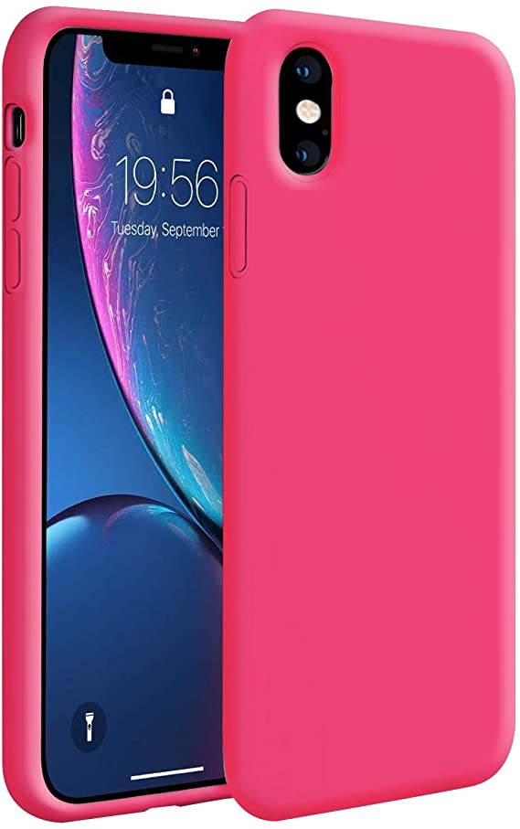 ZUSLAB Cover for Apple iPhone Xs Case/iPhone X Case Soft Silicone Gel Rubber Bumper,Slim Thin Hard Shell Shockproof Full-Body Protective Case - Hot Pink