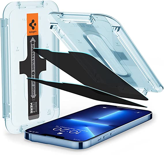 Spigen Tempered Glass Screen Protector [Glas.tR EZ Fit - Privacy] Designed for iPhone 13 Pro Max