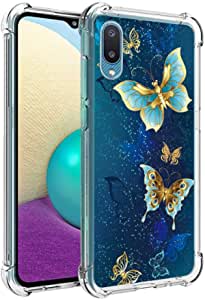 FollmeAir for Galaxy A02 Case,Galaxy M02 Case, Slim Flexible TPU for Girls Women Airbag Bumper Shock Absorption Rubber Soft Silicone Case Cover Fit for Samsung Galaxy A02 (Butterfly)