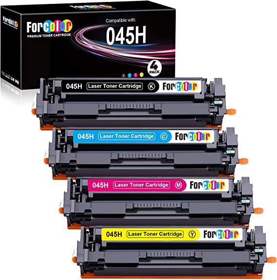 Forcolor Compatible Toner Cartridge Replacement for Canon 045 045H CRG-045H to Used with MF634Cdw MF633Cdw MF632Cdw LBP612c Laser Printer (Black Cyan Yellow Magenta) 4 Pack