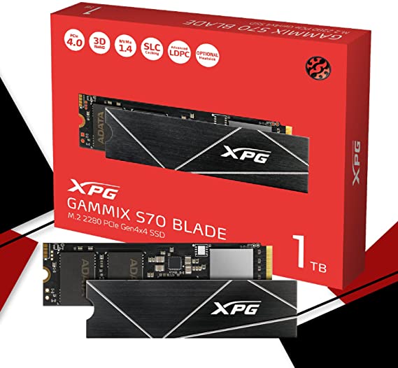 XPG GAMMIX S70 Blade 1TB PCIe Gen4 M.2 2280 Internal Gaming SSD Up to 7,400 MB/s (AGAMMIXS70B-1T-CS)