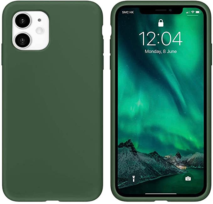 Liquid Silicone Case for iPhone 12 Mini, Slim Liquid Silicone Soft Gel Rubber Case Full-Body Protective Case Shockproof Cover for iPhone 12 Mini (Dark Green)