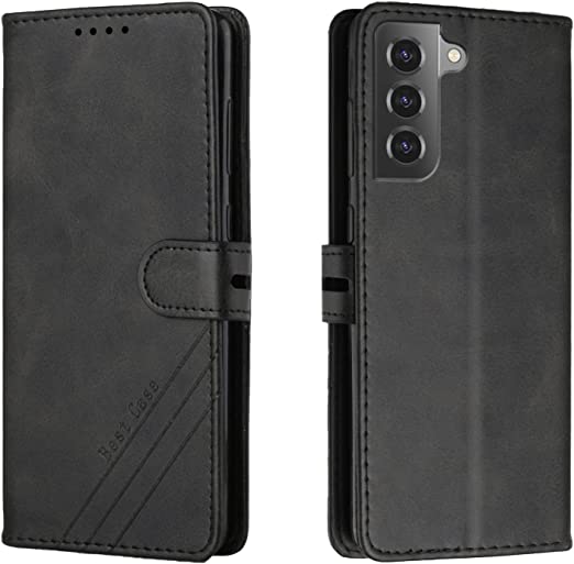 QIVSTAR Compatible with Samsung Galaxy S22 Plus Wallet Case, Premium Retro PU Leather Wallet Flip Protective Case Cover with Card Slots and Stand Case for Samsung Galaxy S22 Plus Black HXFG