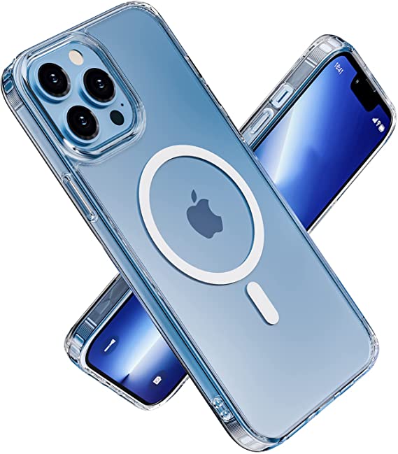 INVZI Magnetic Clear Case for iPhone 13 Compatible with MagSafe, Ultra Slim Hard PC with Soft TPU Edges Protective Case with Magnetic Back, [Anti-Yellowing Technology] Crystal Clear 6.1 Inches Case
