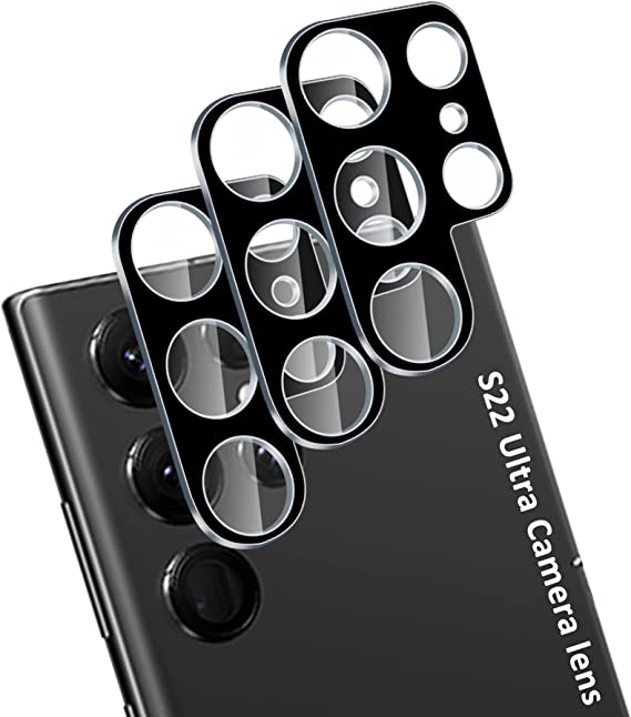 [3 Pcs] for Samsung Galaxy S22 Ultra Camera Lens Protector, 9H Scratch-Resistant Drop-Proof Tempered Glass for Galaxy S22 Ultra 5G 2022- Black