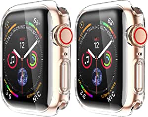[2 Pack] HANKN for Apple Watch Series 7 Screen Protector Case Clear 45mm, Soft TPU Full Coverage Shockproof Iwatch Cover Bumper (45mm, Clear+Clear)