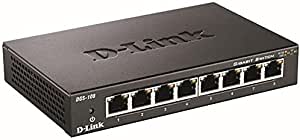 D-Link Gigabit Unmanaged Metal Desktop Switch up to 2Gbps Speed in Full Duplex, Supports IEEE802.1p QoS Prioritzation 10/100/1000 Mbit/s DGS-108/B 8-Port