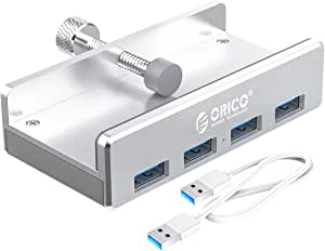 ORICO USB 3.0 Hub Clamp Adapter, Aluminum 4 Port USB 3.0 Clip-type Aluminum Alloy Portable Size Travel Super Speed Hub Station(MH4PU)