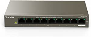 Tenda TEF1109P | 9-Port 10/100 Mbps Fast Unmanaged Ethernet Network Switch|8 PoE Ports@63W | Desktop | Plug & Play | Fanless Metal Design | Shielded Ports | Easy Smart | Limited Lifetime Protection