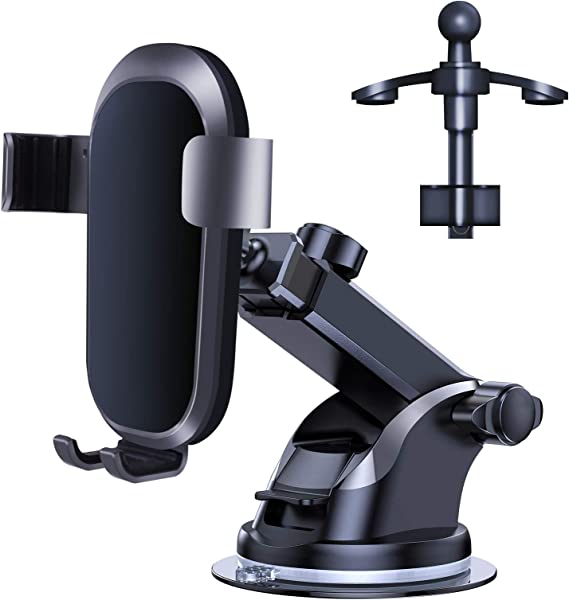 Auto-Clamping Car Phone Holder Mount for Dashboard Windshield, Air Vent Cell Phone Holder for Car, Long Arm Strong Suction Holder, Car Phone Mount Compatible with iPhone, Samsung and More-Wipalor