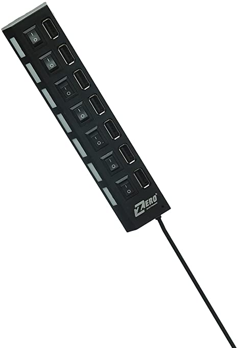 Zero High Quality High Speed Usb Hub 7 Slots - Black