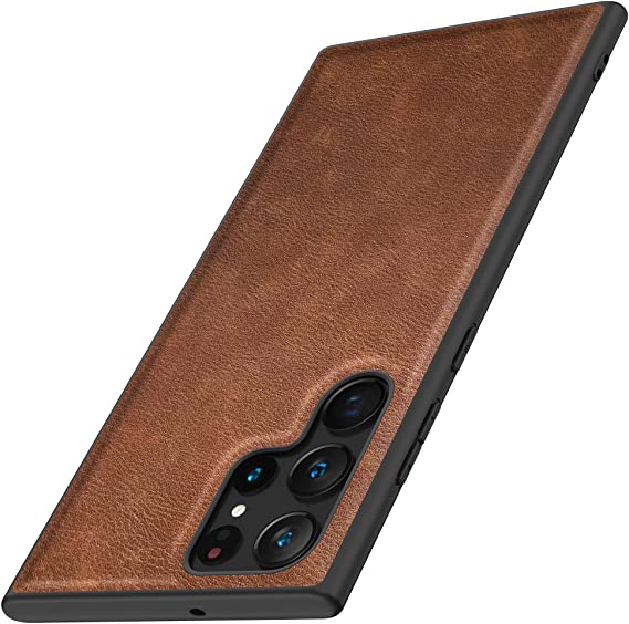 Kqimi Case for Samsung Galaxy S22 Ultra, Premium Leather Slim Stylish Soft Grip Shockproof Anti-Scratch Protection Cover Cases for Samsung Galaxy S22 Ultra 5G（6.8" 2022 (Dark Brown)
