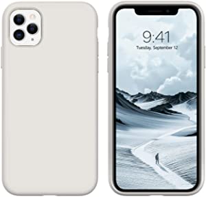 DUEDUE iPhone 11 Pro Case, Liquid Silicone Soft Gel Rubber Slim Cover with Microfiber Cloth Lining Cushion Shockproof Full Body Protective Case for iPhone 11 Pro 5.8" 2019, Stone