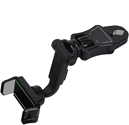 360°Rearview Mirror Phone Holder,Rotatable and Retractable Multifunctional Car Mobile Holder，Suitable for All Mobile Phones and All Car (Black)