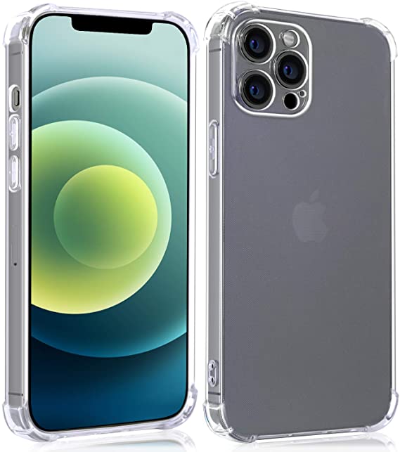 AslabCrew iPhone 12 Pro Clear Case Full Camera Lens Protection with Corner Shockproof Anti-Scratch TPU Apple Smartphone Cover 6.1 Inch, Full Clear