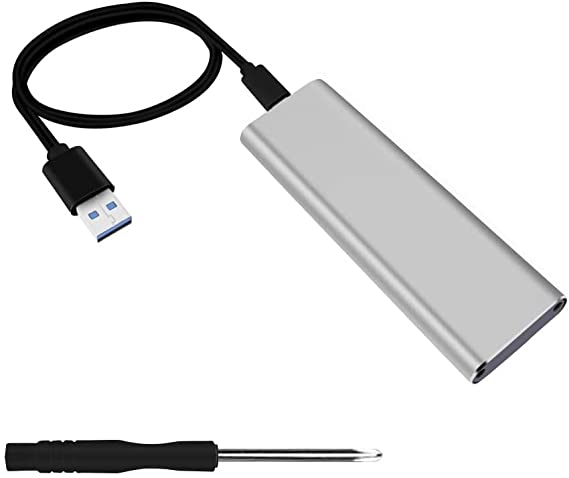 M.2 NVMe SSD Enclosure USB Type-C to USB 3.0 - Gen 2 SSD M.2 Rack Support UASP with one Type-C Cable + Screwdriver | Silver