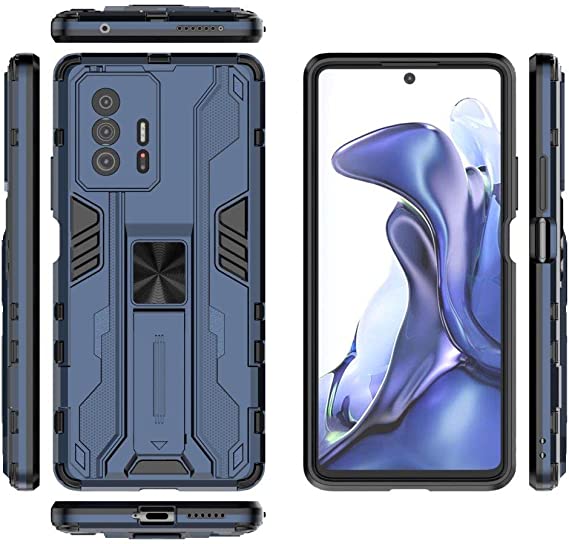 لهاتف شاومي 11T / 11T Pro جراب ايرونمان خلفي أصلي مقاوم للصدمات مع مسند للظهر من GrabologyStore - أزرق