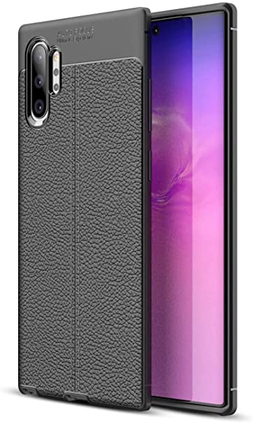 Samsung Galaxy Note 10 Plus, Shockproof Original Leather Pattern Back Case Cover Carbon Fiber - Slip-Resistant - Premium quality Case From GrabMobily - Black