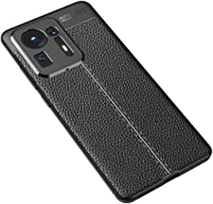 Xiaomi Mix 4, Heavy Duty Protection Case From GrabMobily -, Leather Pattern Shockproof Cover Durable Ultra Thin Carbon Fiber Brushed Protection Case -Slip-Resistant - Premium quality Case – Black