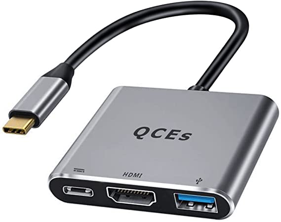 USB C to HDMI Multiport Adapter, QCEs USB-C to USB 3.0 Adapter 100W PD Charging, Thunderbolt 3 to HDMI Hub 4K Video Output Compatible with MacBook Pro/Air 2020/2018 iPad Pro/Air 2020, Galaxy S20/10