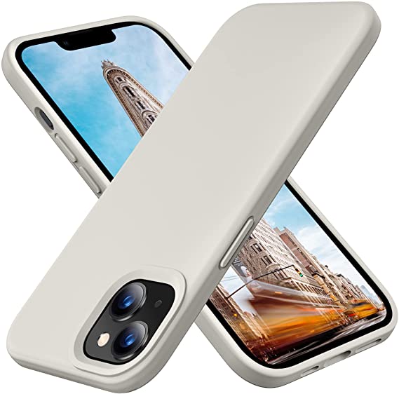 RAIZUS iPhone 13 Cases, Slim Soft Silicone Case Cover with [Microfiber Lining Anti-Scratch Shockproof Full Body Protection], 6.1 inch, White Stone