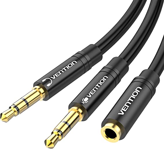 VENTION Headphone Splitter headset adapter 3.5mm splitter Audio jack cable 3.5mm Female to 2 Dual 3.5mm Male Aux splitter headphone and mic splitter CTIA Standard for Speaker Mic Earphone to PC