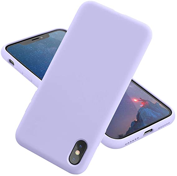 MCUCA iPhone X Case iPhone Xs case Liquid Silicone Gel Rubber Bumper Case，Ultra-Thin Soft Microfiber Lined Full Body Protective Case Cover for Apple iPhone X iPhone Xs,Light Purple