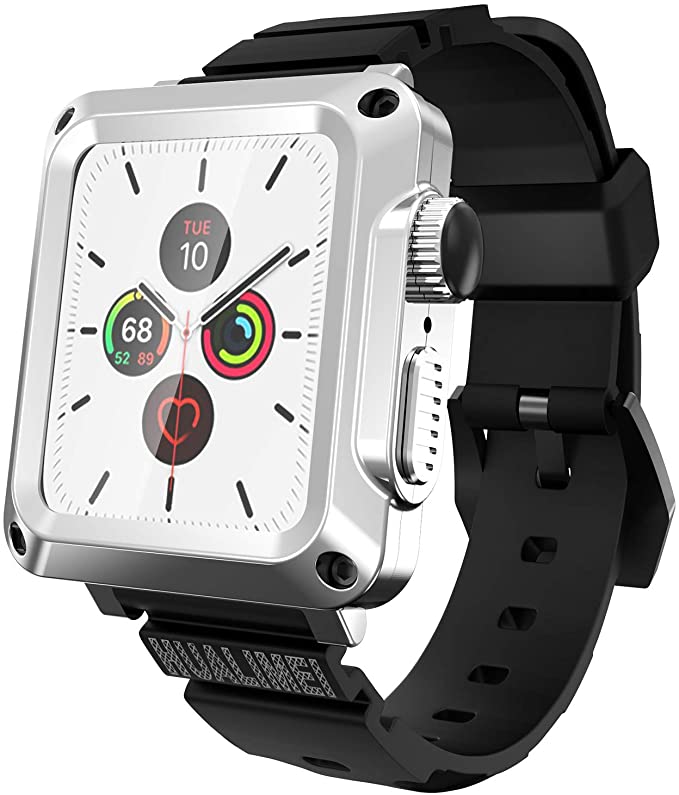 Metal Case for Apple Watch 42mm 44mm Series 6 SE 5 3 Bumper Case with Band Built-in Tempered Glass for iWatch 38mm 40mm Series 4 2 Full Protective Cover with Straps Screen Protector