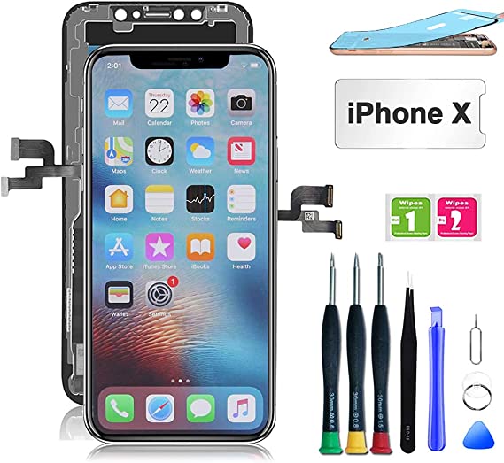 for iPhone X Screen Replacement, LCD Replacement Screen & Touch Digitizer Frame Assembly Kit with Complete Repair Tools and Screen Protector (5.8 inch)