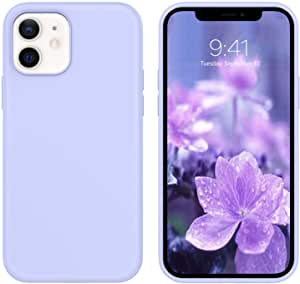 YINLAI Compatible with iPhone 12 Mini Case Slim Liquid Silicone Non Slip Shockproof Hybrid Hard Back Cover Soft Bumper Protective Phone Case for iPhone 12 Mini 5.4 inch 2020,Lavender Purple