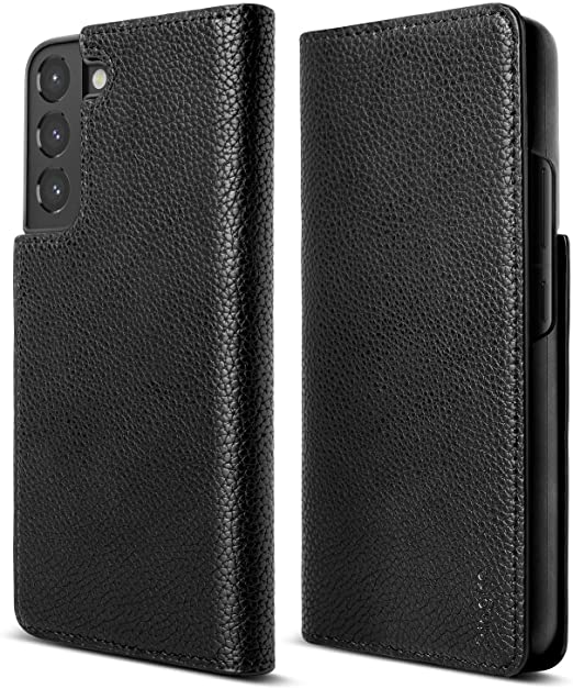 Ringke Folio Signature Standard Compatible with Samsung Galaxy S22 Plus Case (2022), Handcrafted Artisan Leather with Inner Card Pocket for S22 Plus 6.6-Inch - Black