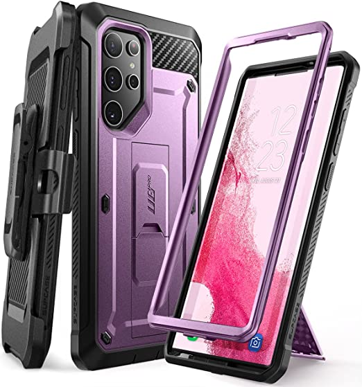 SUPCASE Unicorn Beetle Pro Series Case for Samsung Galaxy S22 Ultra 5G (2022 Release), Full-Body Dual Layer Rugged Belt-Clip & Kickstand Case Without Built-in Screen Protector (Violte)