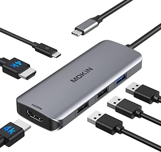 USB C to Dual HDMI Adapter, USB C Docking Station Dual HDMI Monitors for Windows,USB C Adapter with Dual HDMI,3 USB Port,PD Port Compatible for Dell XPS 13/15, Lenovo Yoga,etc