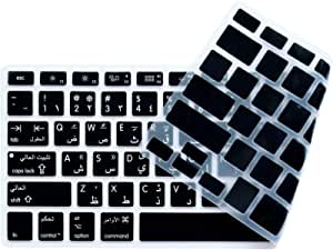 Excefore Arabic Keyboard Cover Ultra Thin Silicone Keyboard Skin Protector for MacBook Air 13" Macbook Pro with/without Retina Display 13"15" 17" MC184LL/B (2015 or Older Version) (Black)